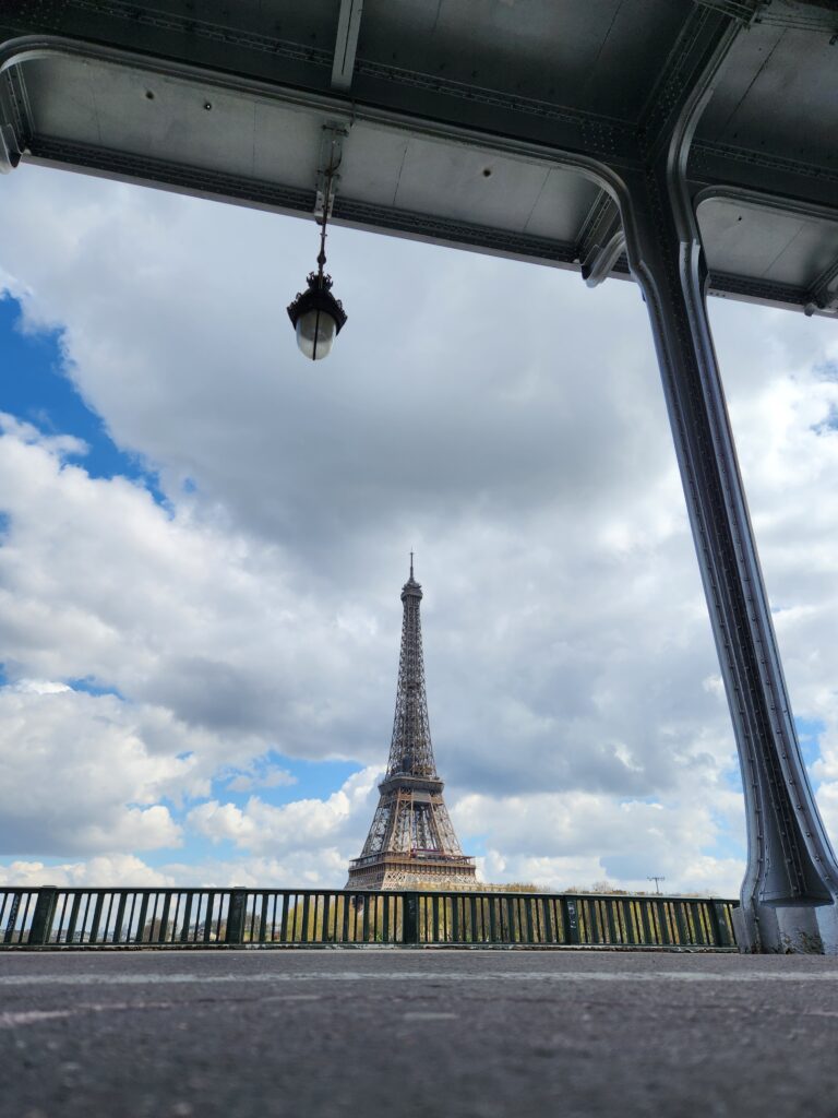 Eiffel Tower view from middle of Pont de Bir-Hakeim